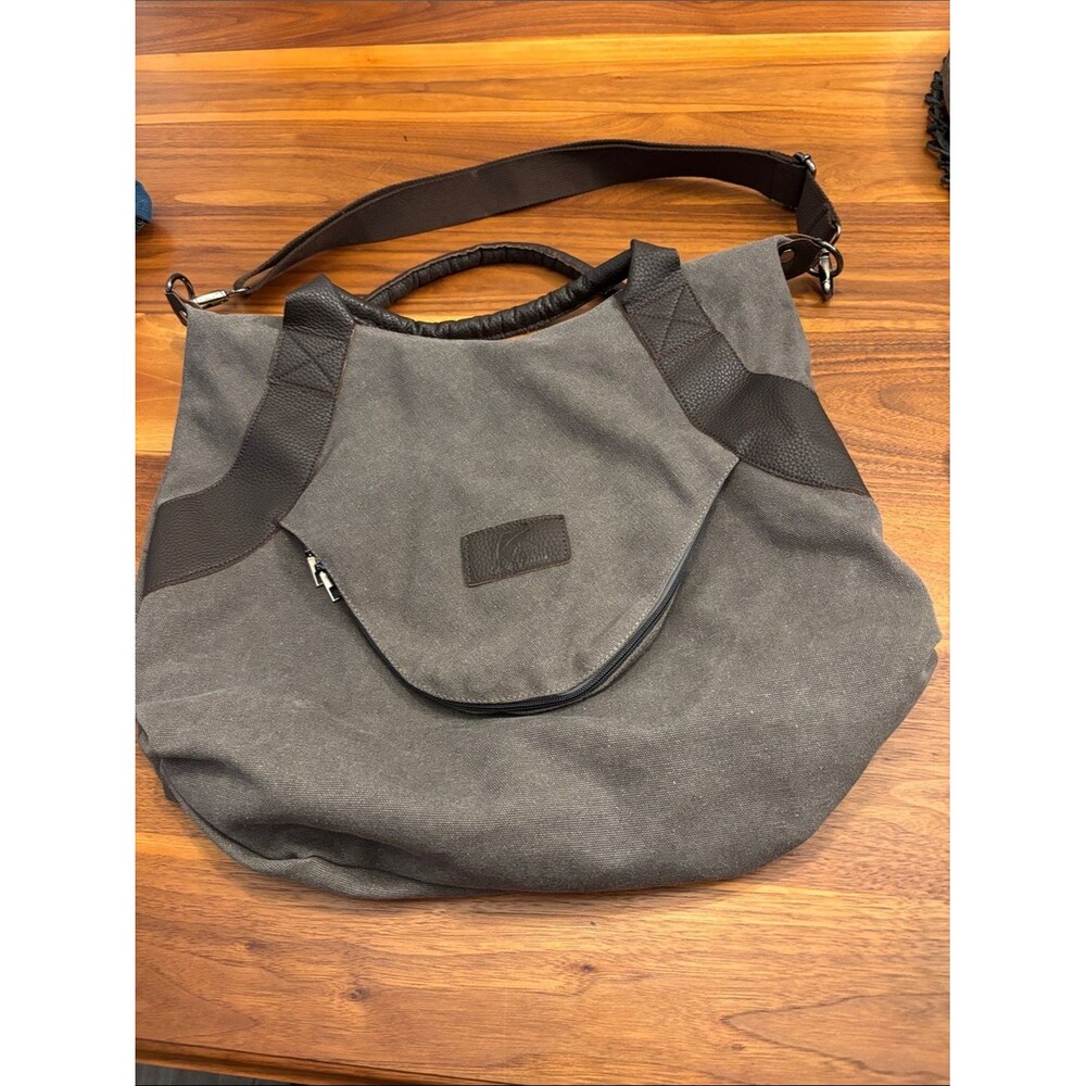 Classic Fashion Heavy Diuty Jean Material Gray Crossbody Top Handle Travel Bag